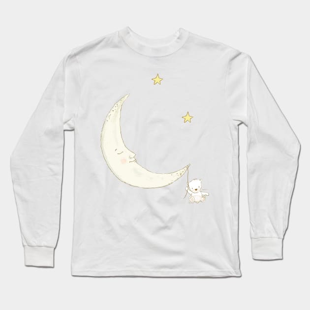 A bears trip to the moon Long Sleeve T-Shirt by joyandgrace